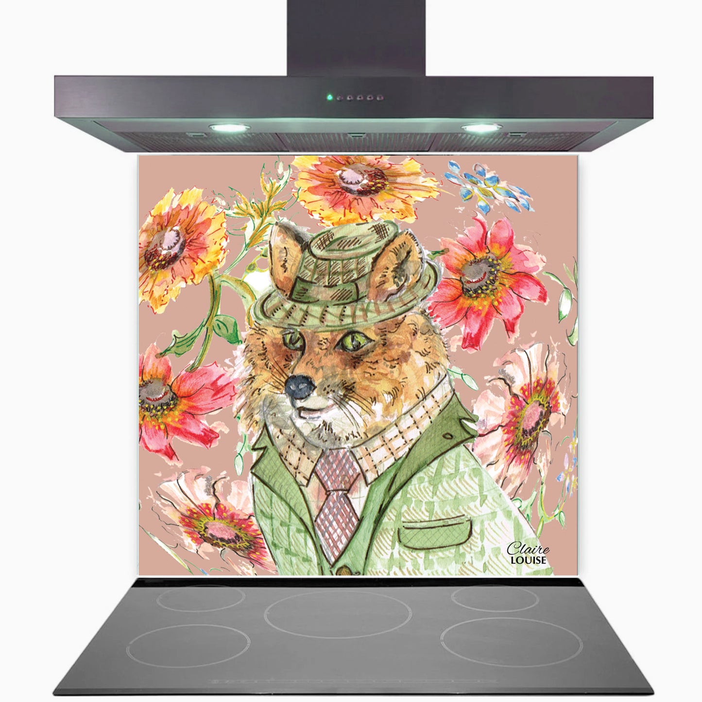 Cottage Fox Kitchen Glass Splashback