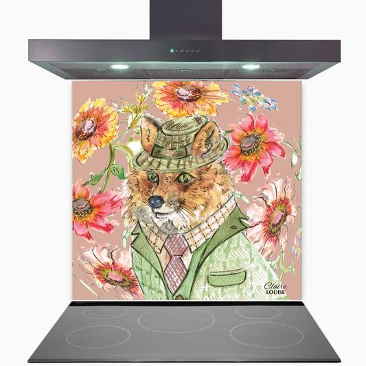 Cottage Fox Kitchen Glass Splashback