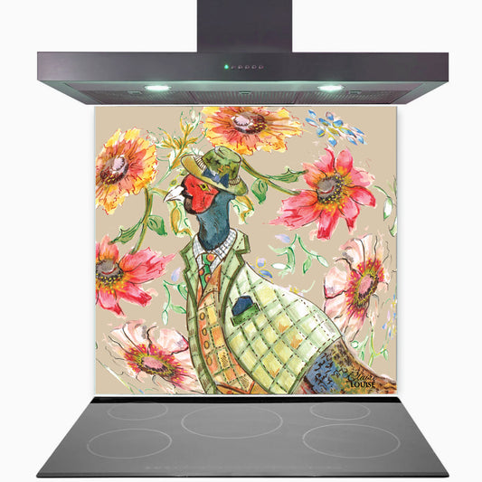 Cottage Pheasant Kitchen Glass Splashback