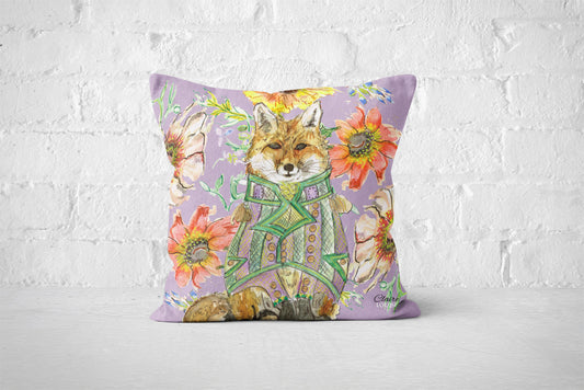 Cottage Floral Ornate Fox Cushion
