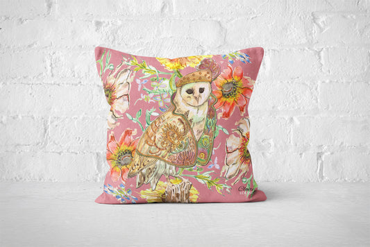 Cottage Floral Ornate Owl Cushion