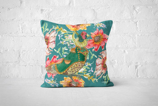 Cottage Floral Ornate Pheasant Cushion