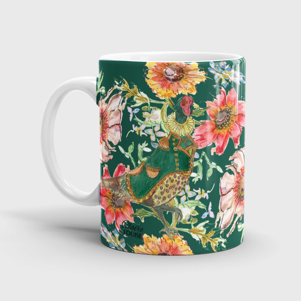 Cottage Floral Ornate Pheasant Ceramic Mug