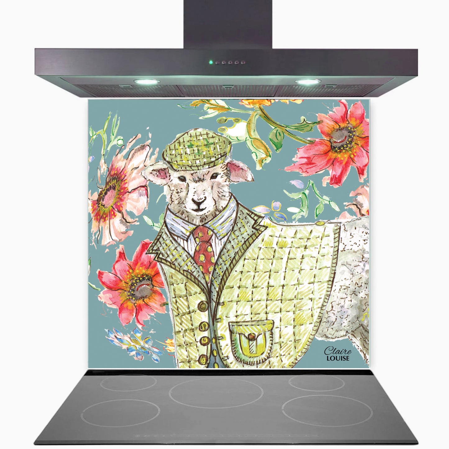 Cottage Sheep Kitchen Glass Splashback