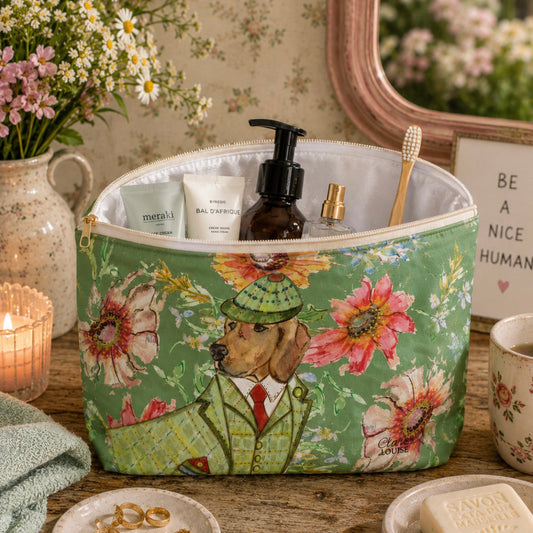 Cottage Floral Hound Cosmetic Bag