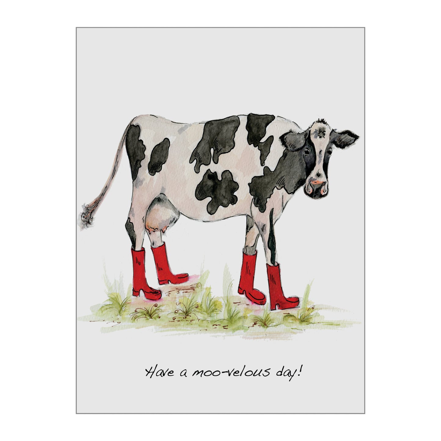 Cow In Boots Glass Wall Art