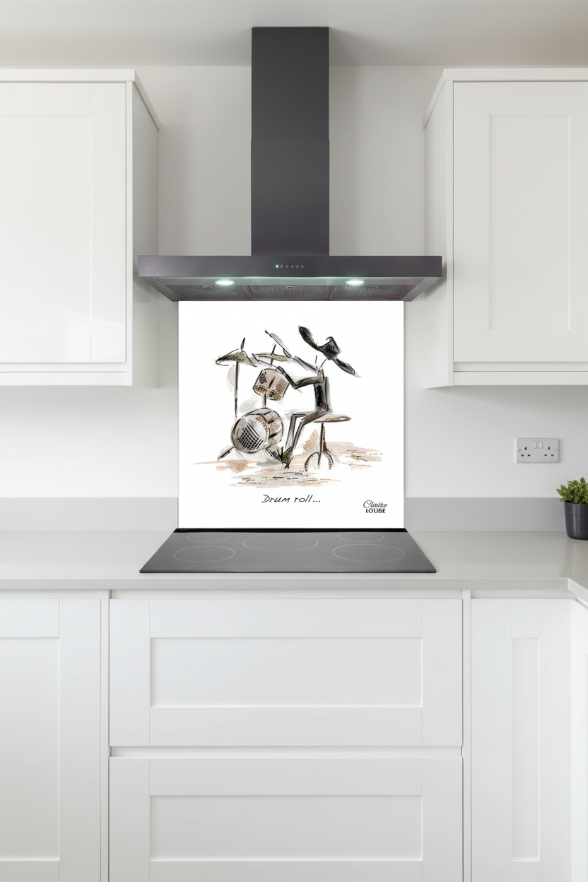 Drum Roll Splashback White Kitchen