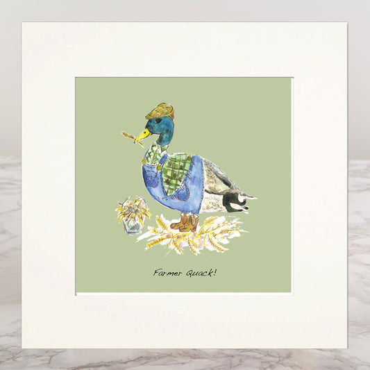 Farmer Quack Mounted Print