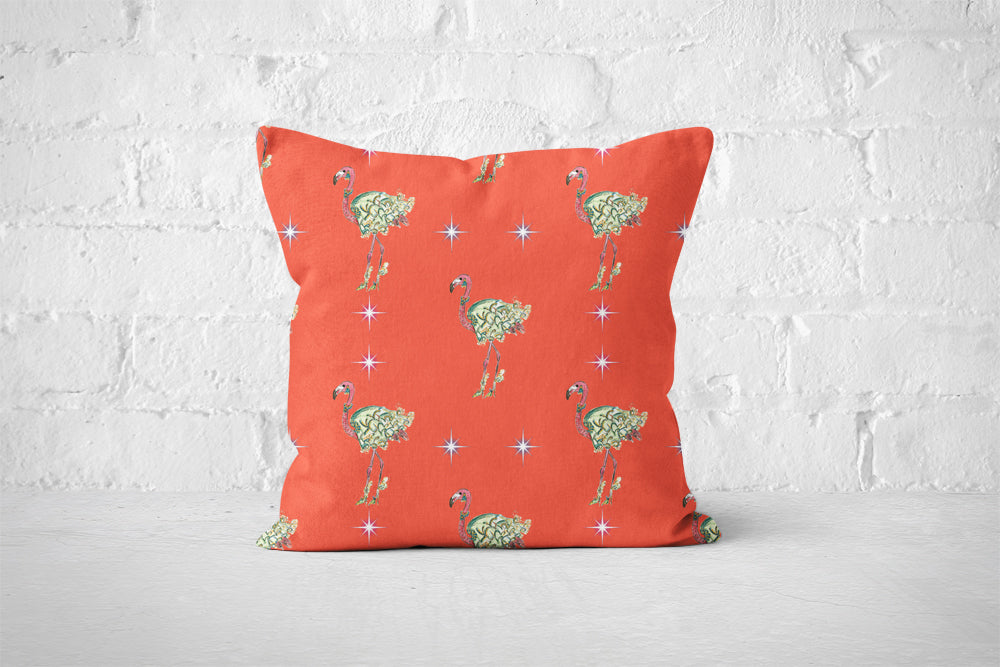 Flamingos In The City Patterned Cushion