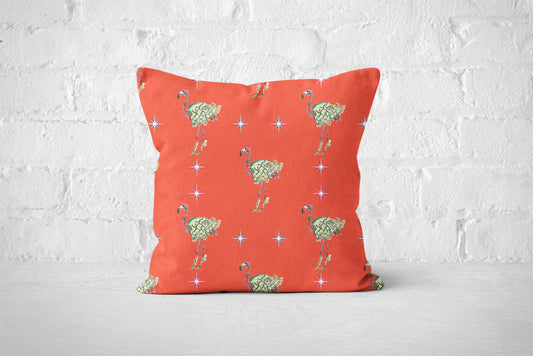 Flamingos In The City Patterned Cushion