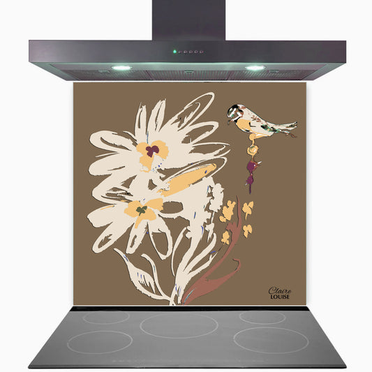 Flora Mocha Kitchen Glass Splashback