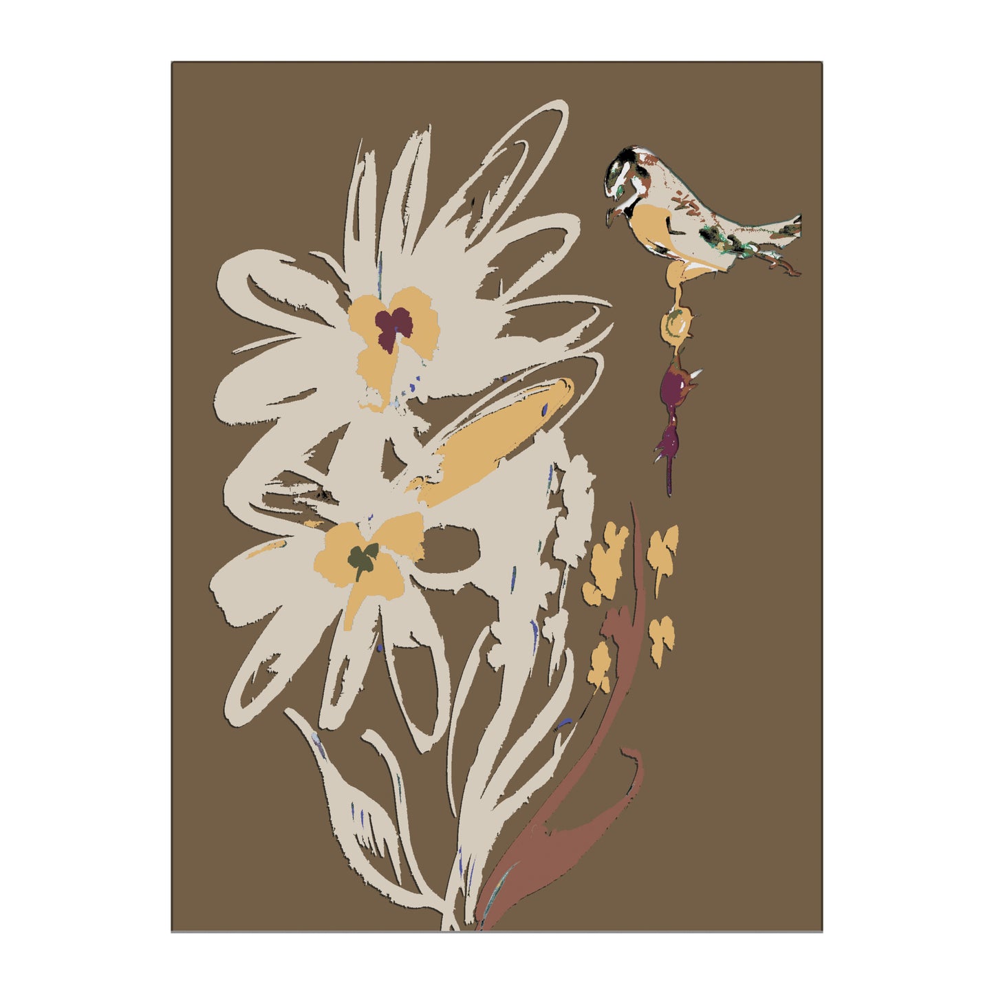 Flora Mocha Glass Wall Art