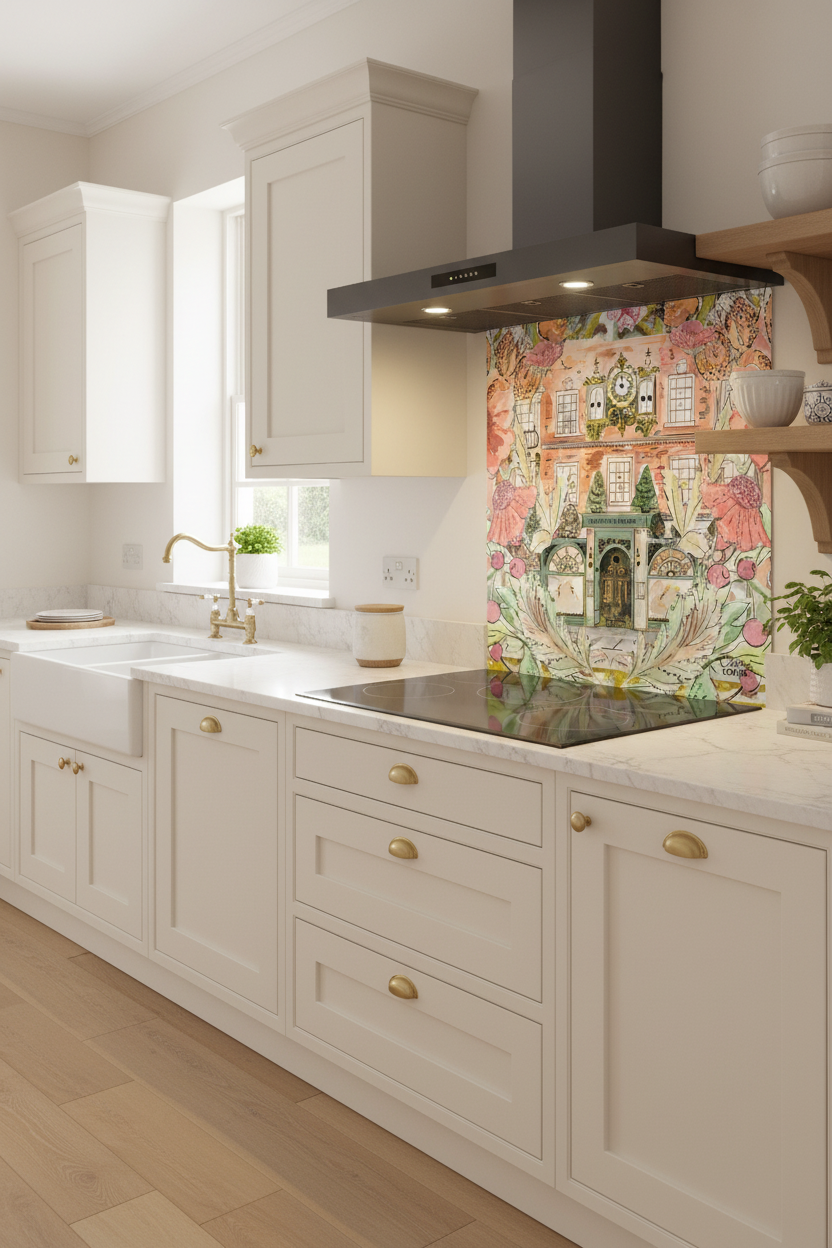 Fortnums in Full Bloom Splashback Elegant Kitchen