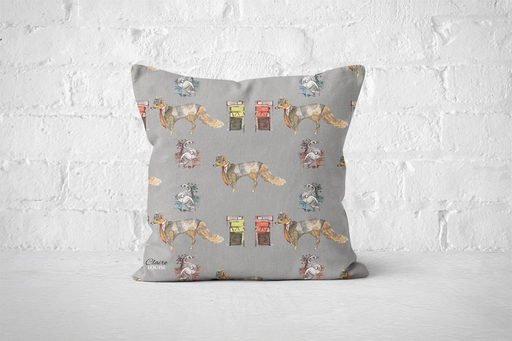 Fox In The City Patterned Cushion