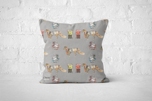 Fox In The City Patterned Cushion
