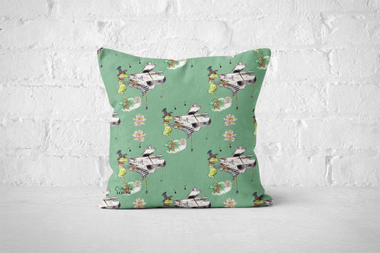 Freddie The Frog Watercolour Patterned Cushion