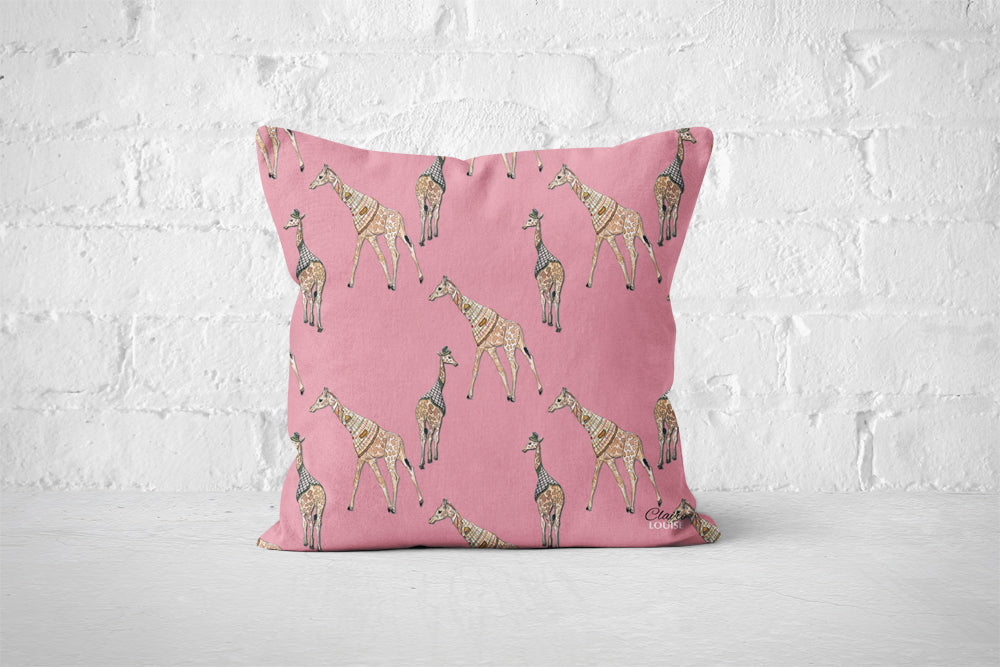 Giraffes In The City Patterned Cushion