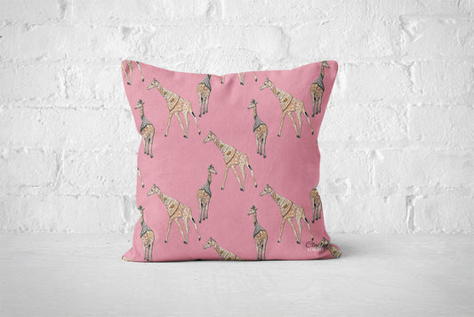 Giraffes In The City Patterned Cushion
