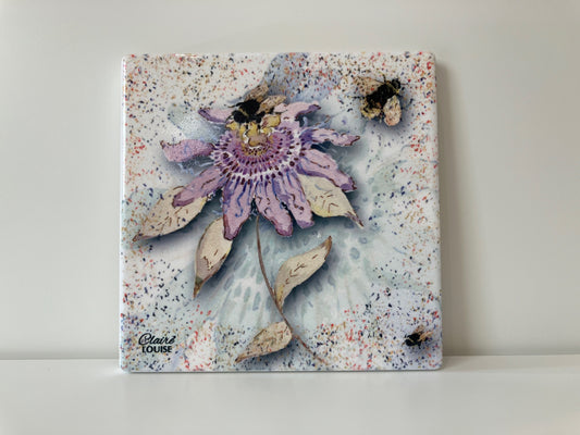 Passion Flower Wedding Tile Coaster