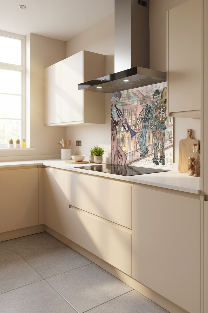 Jazz Band Splashback Cream Kitchen
