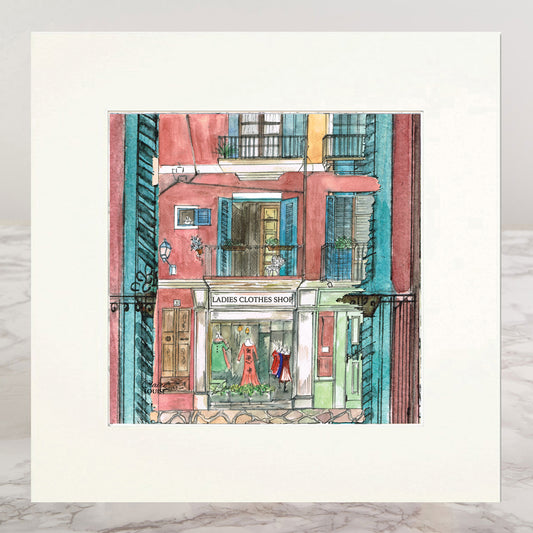 Ladies Clothes Shop Mounted Print