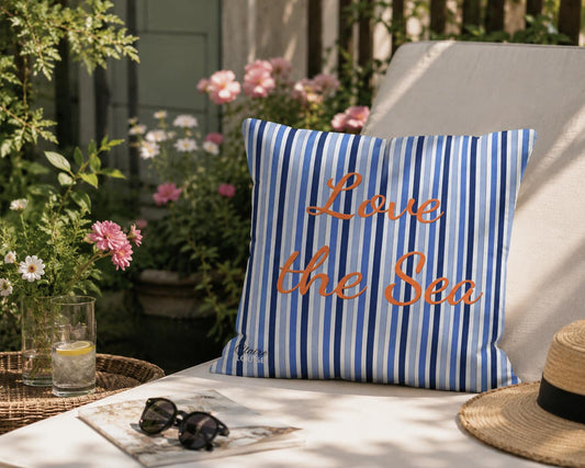 Love the Sea Stripe Outdoor Cushion