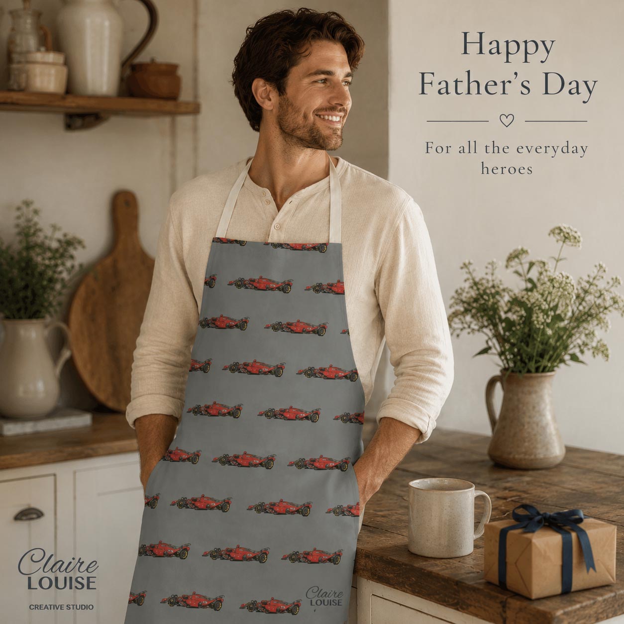 Car Racing Kitchen Apron