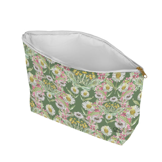 Meadow Green Garden Blooms Cosmetic Bag