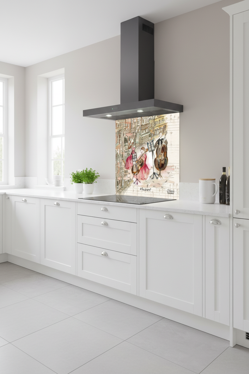 Mozart Splashback White Kitchen