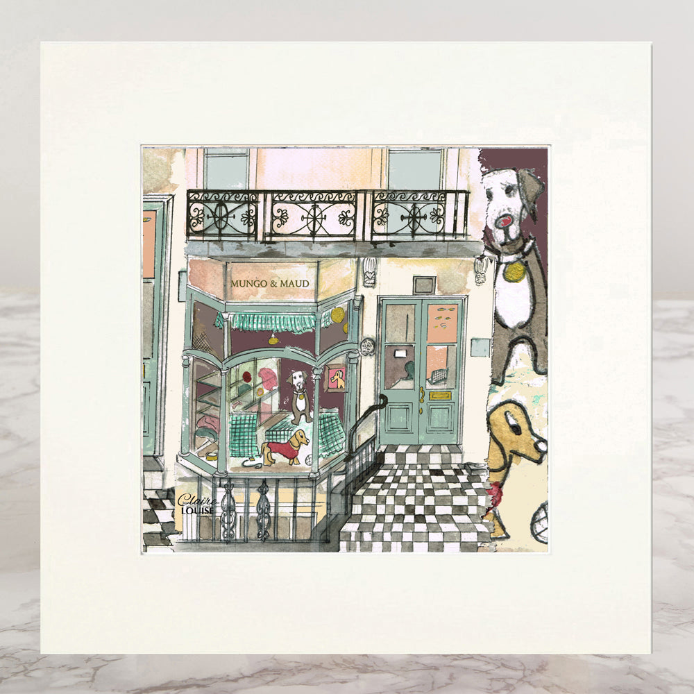 Dog Shop Mounted Print