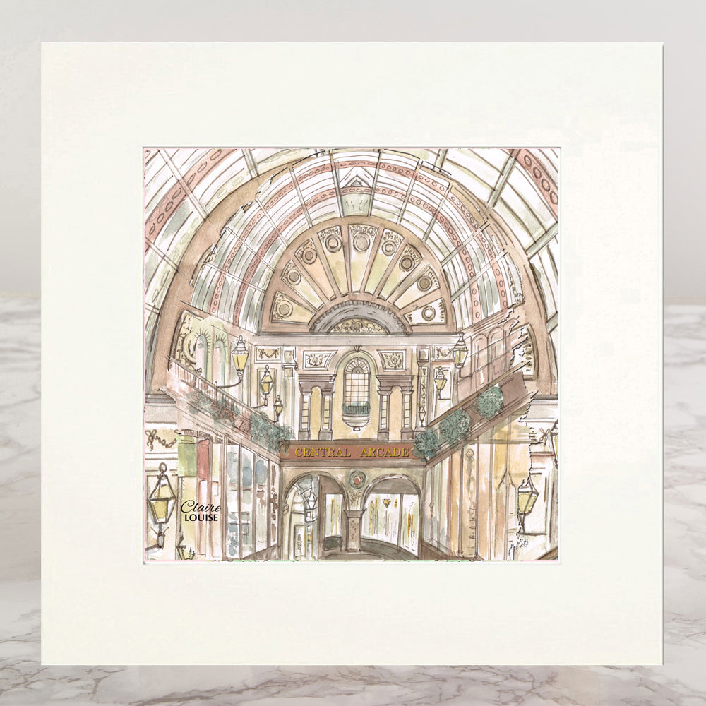 Newcastle Central Arcade Mounted Print