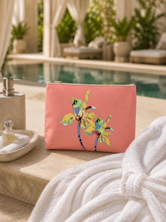 Peach Fuzz Iris Cosmetic Bag