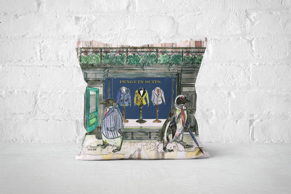 Penguins In The City Cushion