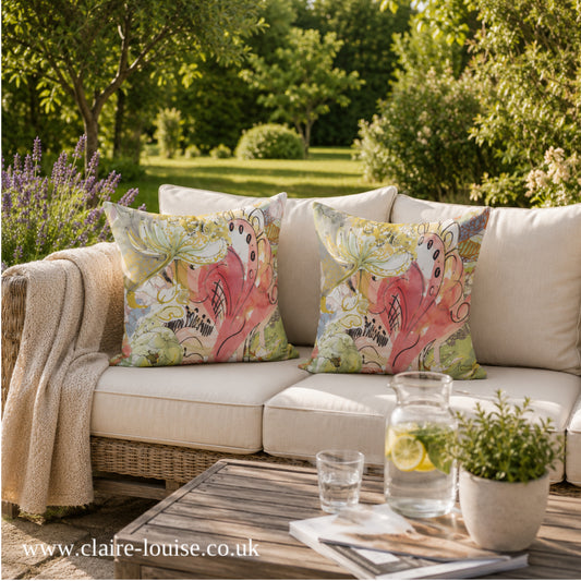 Luminous Pink Bloom Outdoor Cushion