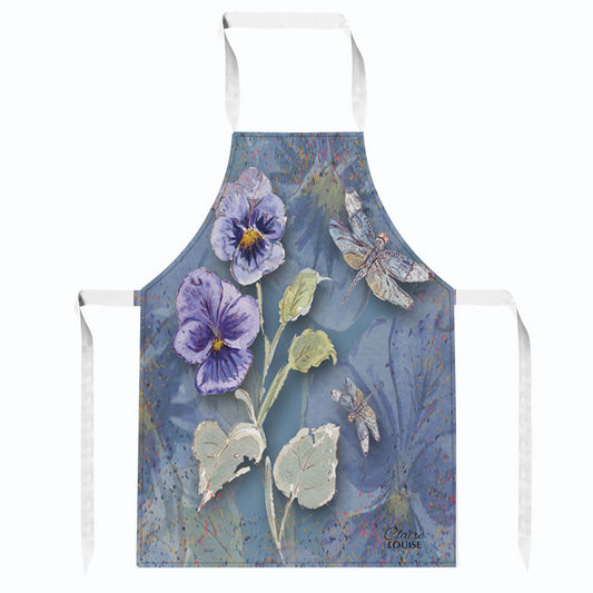Powder Bloom Pansies Kitchen Apron