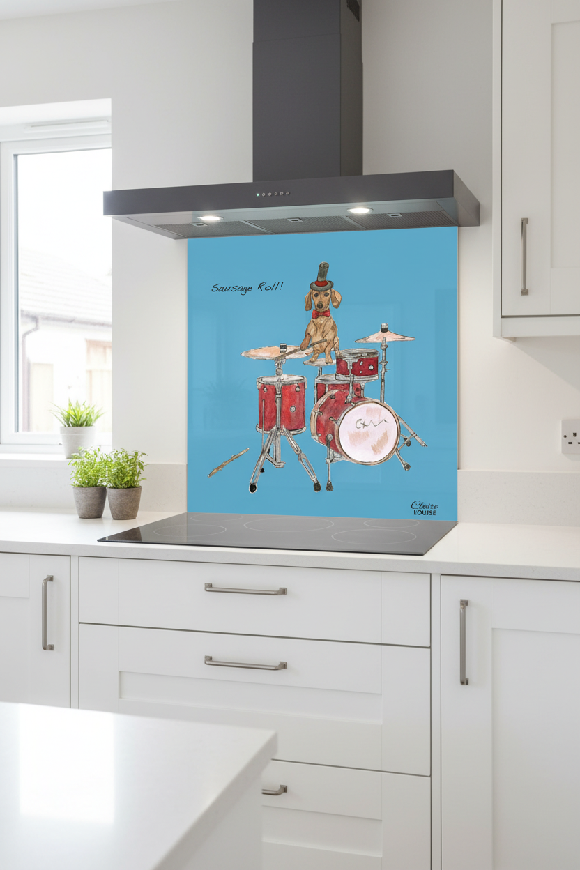 Sausage Roll Splashback White Kitchen