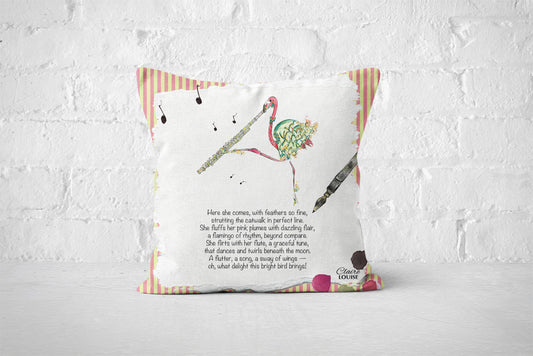 Flute and a Flamingo Cushion - The Painted Poem