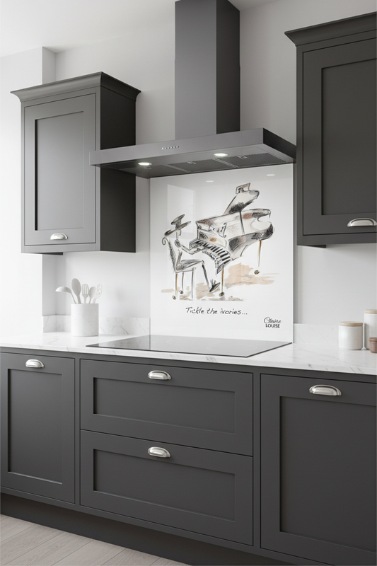 Tickle the Ivories Splashback Dark Kitchen