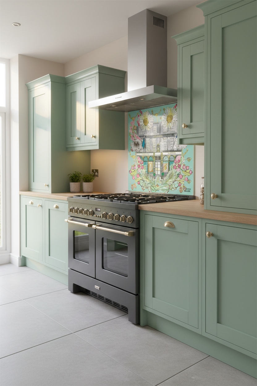 Tiffany in Full Bloom Splashback Mint Kitchen