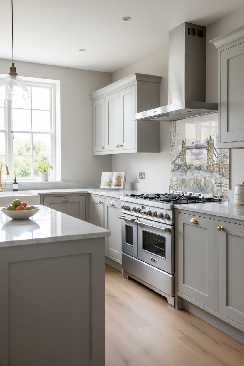 Tower Bridge Splashback Grey Kitchen