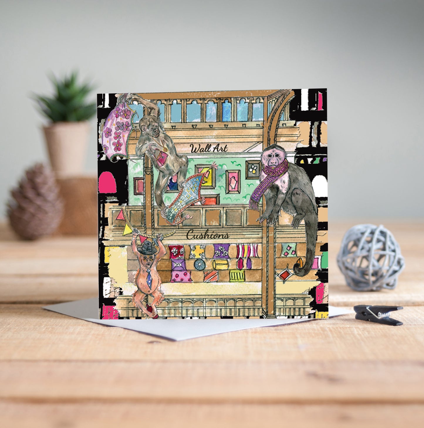 Monkeys In The City Greetings Card - Pack of 6