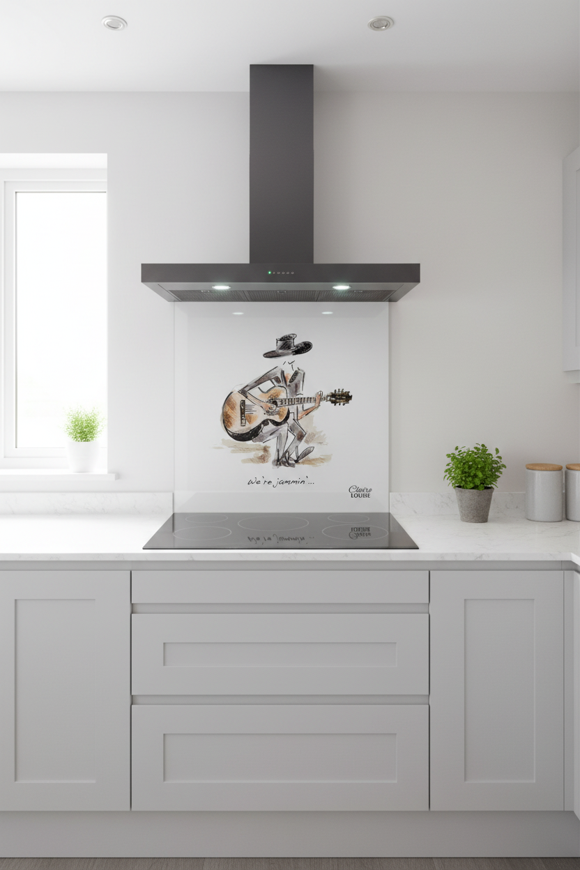 We're Jammin' Splashback Grey Kitchen