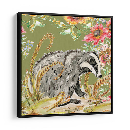 Whimsical Badger Framed Canvas Print