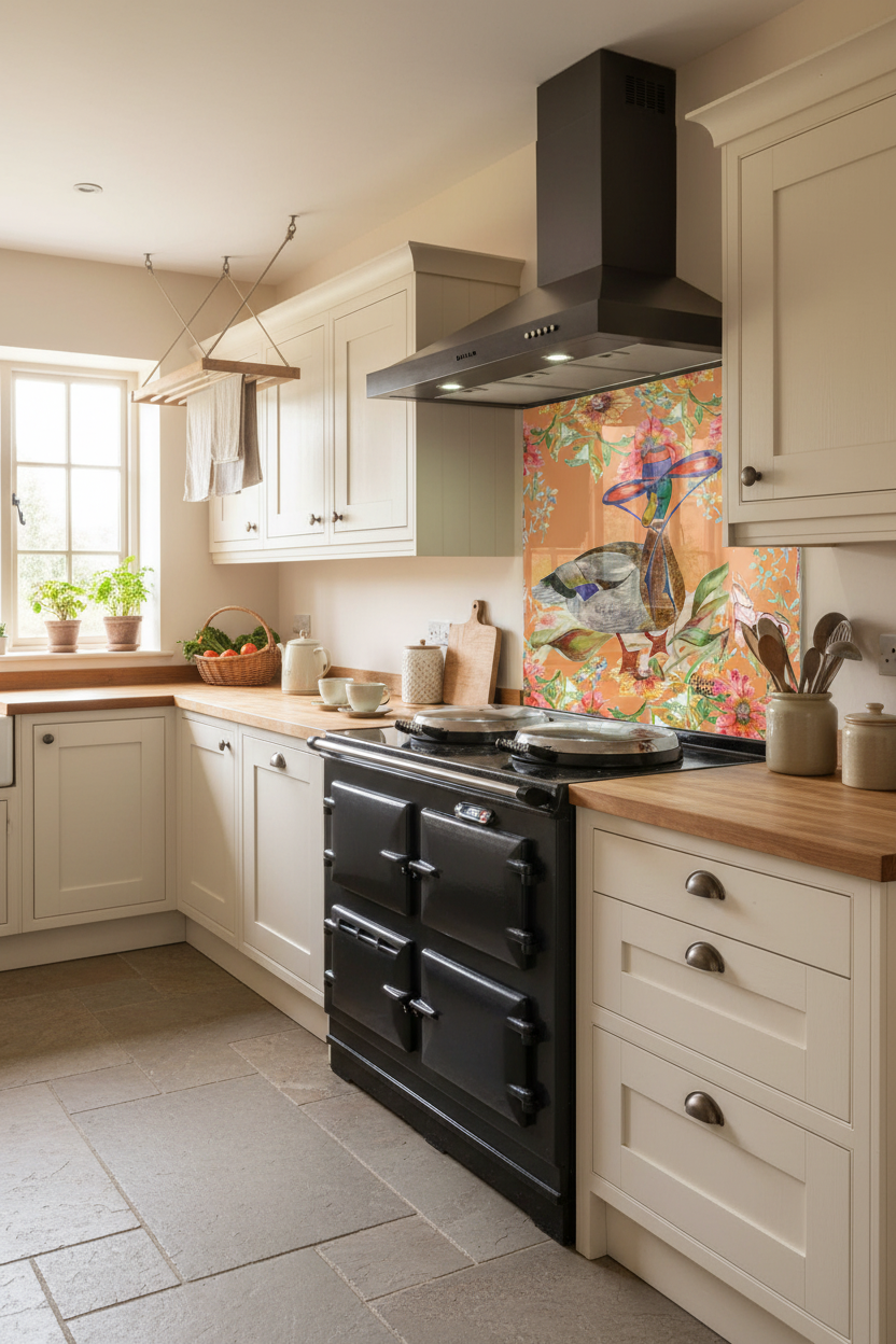 Whimsical Duck Splashback Cottage Kitchen