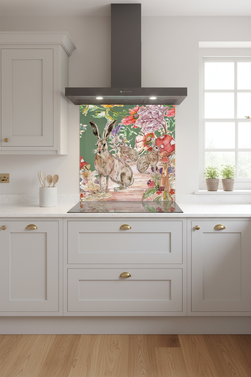 Whimsical Hare Splashback Modern Kitchen