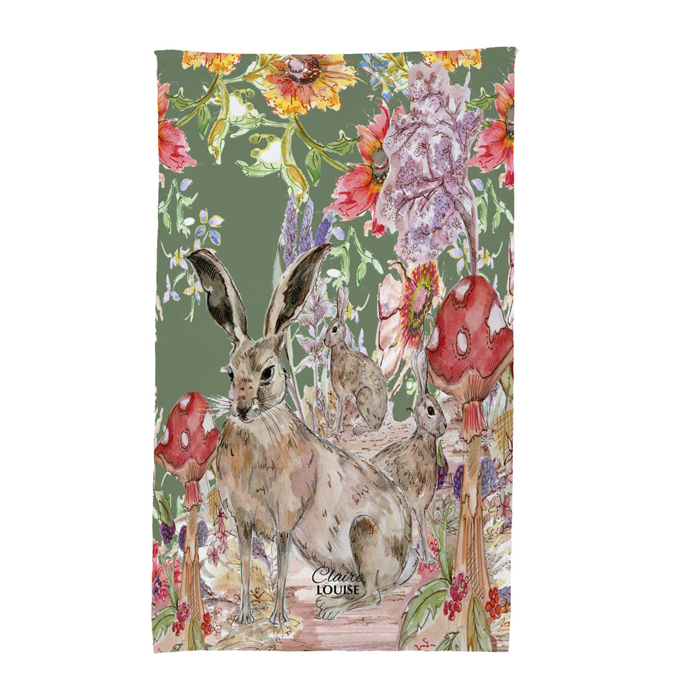 Whimsical Hare Tea Towel