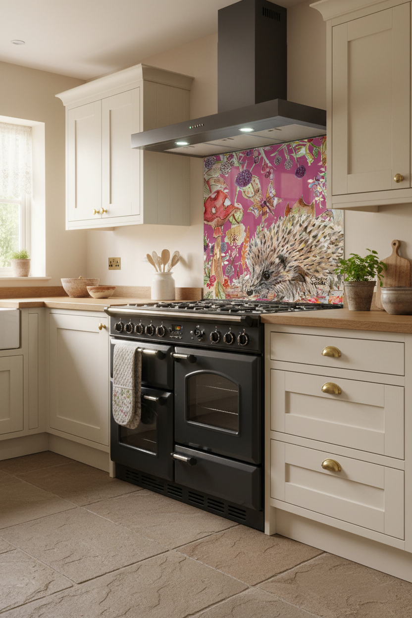Whimsical Hedgehog Splashback Cottage Kitchen