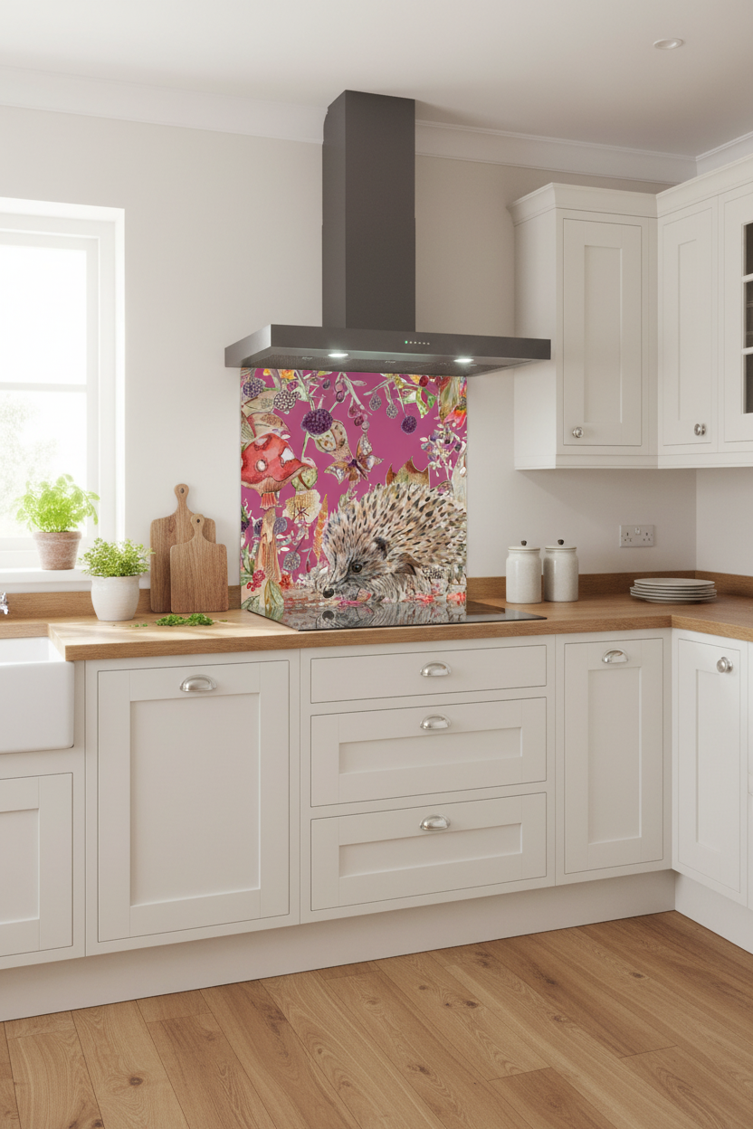 Whimsical Hedgehog Splashback Modern Kitchen