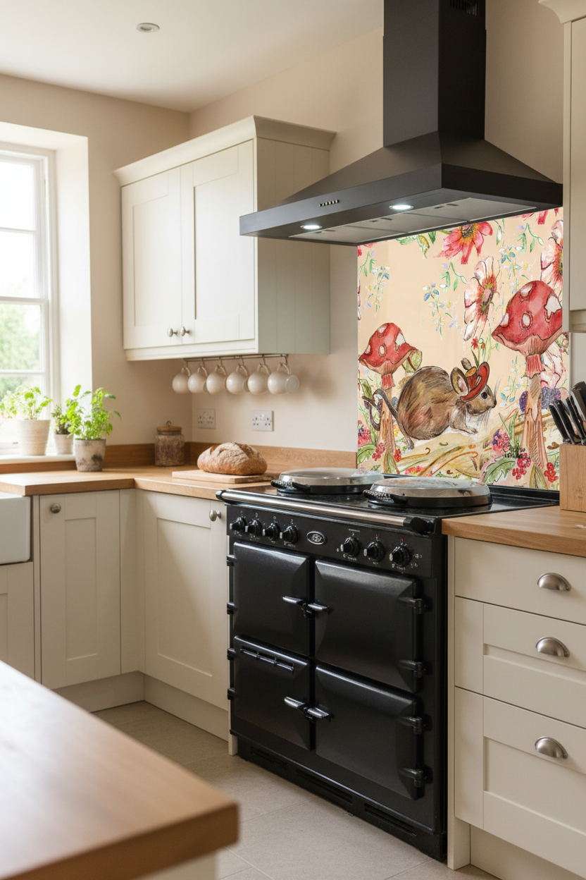 Whimsical Mouse Splashback Cottage Kitchen