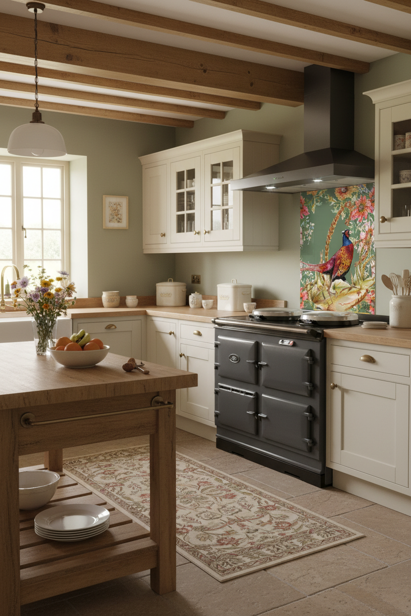 Whimsical Pheasant Splashback Country Kitchen